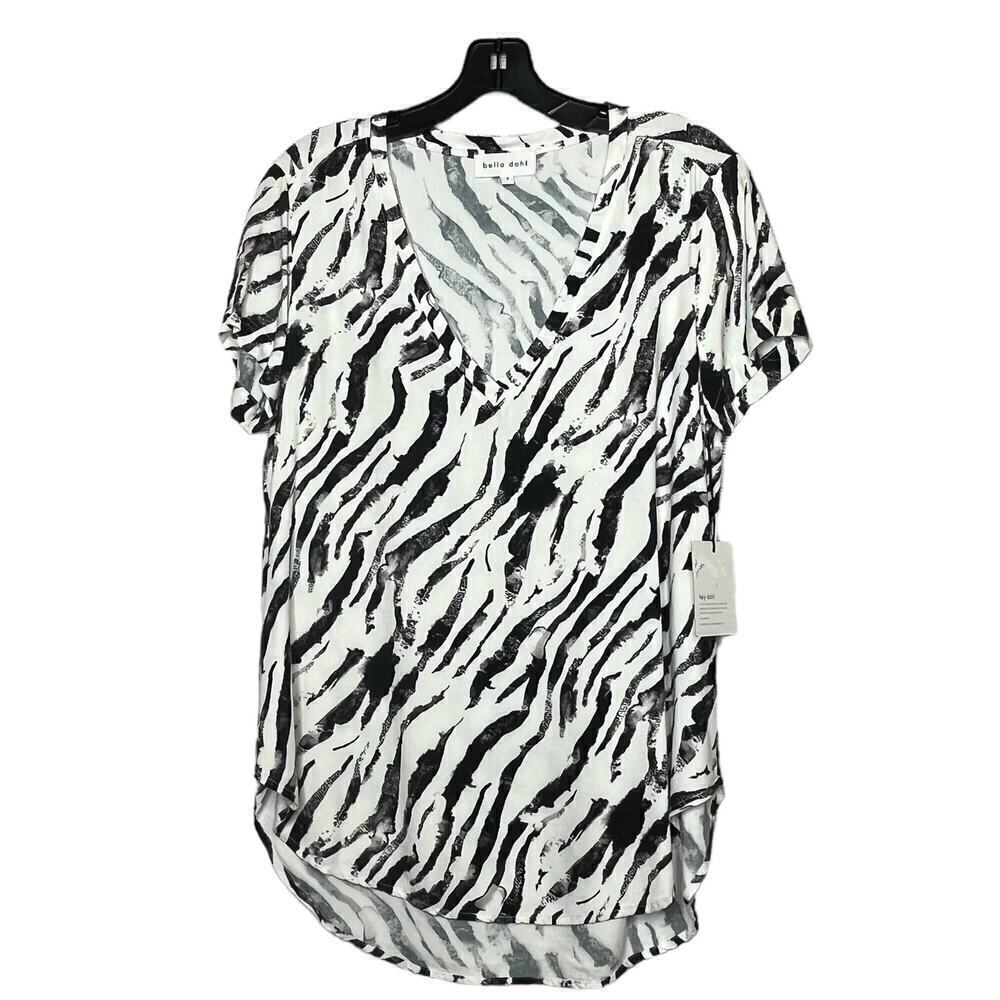 Bella Dahl Black and White Zebra Print Short Sleeve Top Size Small New